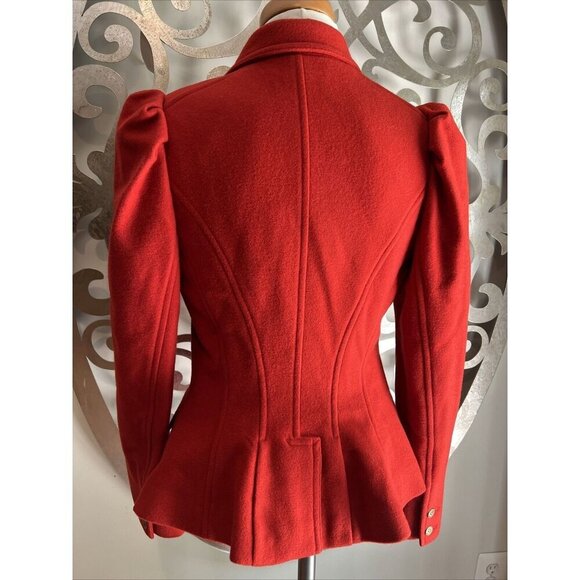 Ralph Lauren Blue Label Womens Jacket Size 8 Orange Wool Gold Buttons - Picture 6 of 10